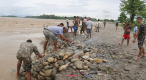 चार नदीमा तटबन्ध निर्माण हुँदै