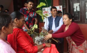 किसानलाई घाँसका बिरुवा वितरण