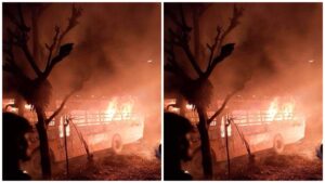 स्कुल बसमा आगलागी