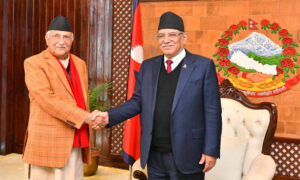 प्रधानमन्त्री प्रचण्ड र अध्यक्ष ओलीबीच भेटवार्ता