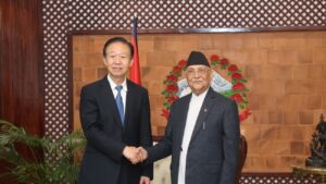 प्रधानमन्त्री ओलीसँग चिनियाँ जनकंग्रेस उपाध्यक्षको शिष्टाचार भेट