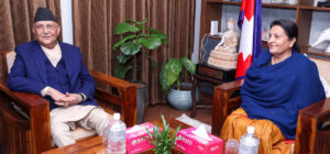 प्रधानमन्त्री ओली र पूर्वराष्ट्रपति भण्डारीबीच बालुवाटारमा भेटवार्ता
