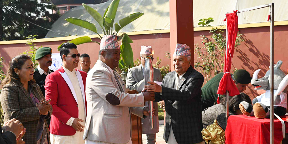 राष्ट्रपति पौडेलद्वारा १३औँ किन्डर ओलम्पिक मस्कर्टको अनावरण