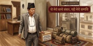 मन्त्रालयमै डेरा सरे मन्त्री पुन, ‘मेरो सम्पत्ति यही हो’ भन्दै लिए ४–५ ब्याग र एउटा कार्टुन
